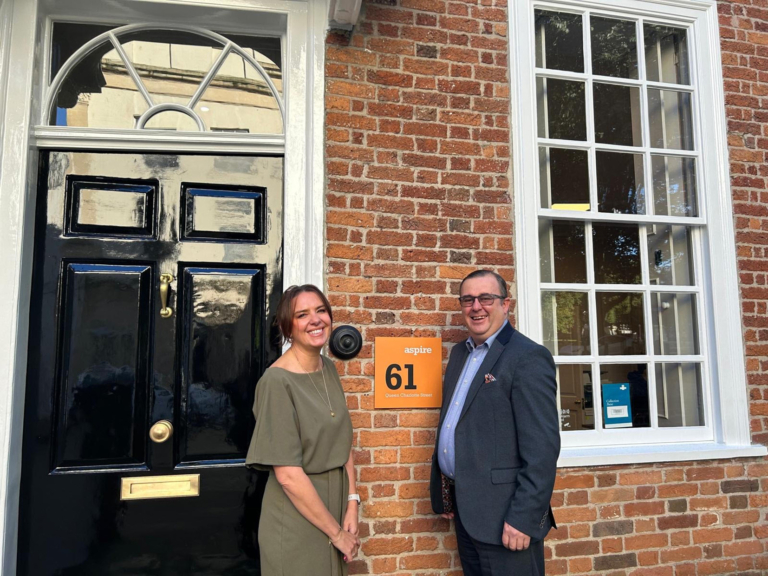 Left to right: Naomi Keith and Ken Hall outside Aspire’s offices in Bristol - picture contributed