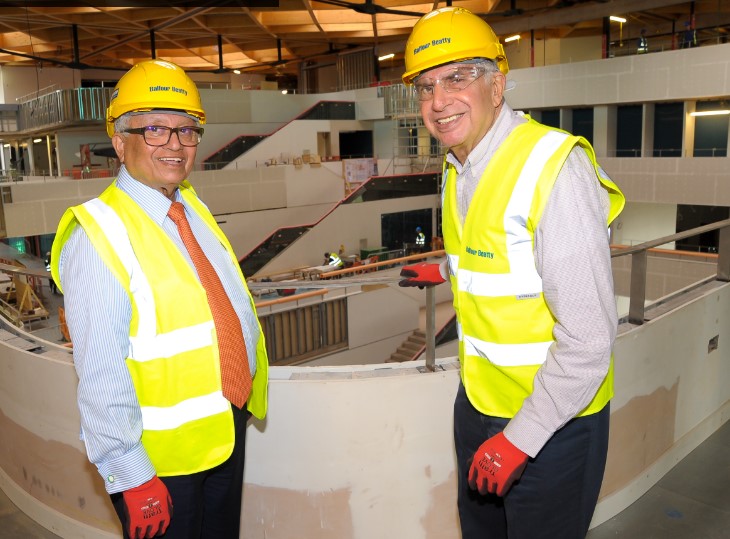 Lord Bhattacharyya and Ratan Tata in the NAIC Building. Credit: University of Warwick